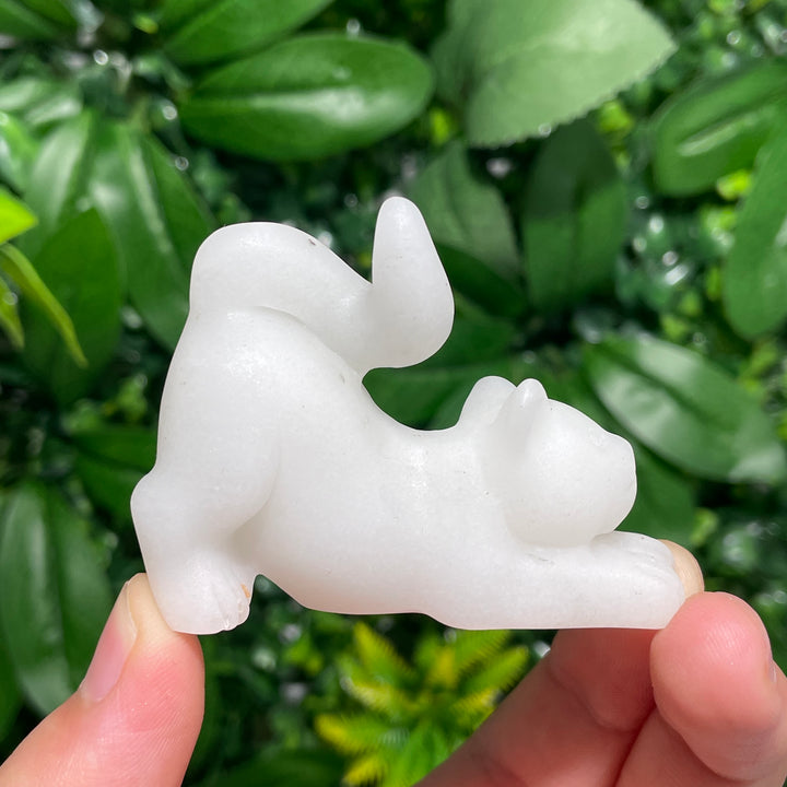 White Jade Lying Down Cat