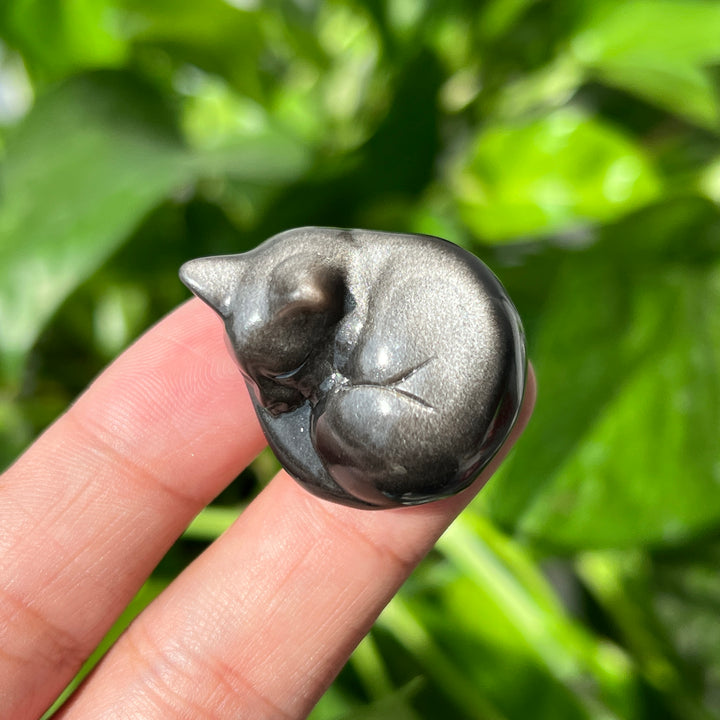 Silver Obsidian Sleeping Cat