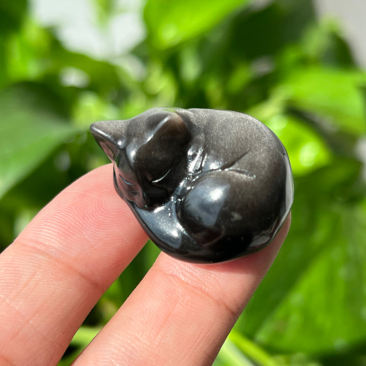 Silver Obsidian Sleeping Cat