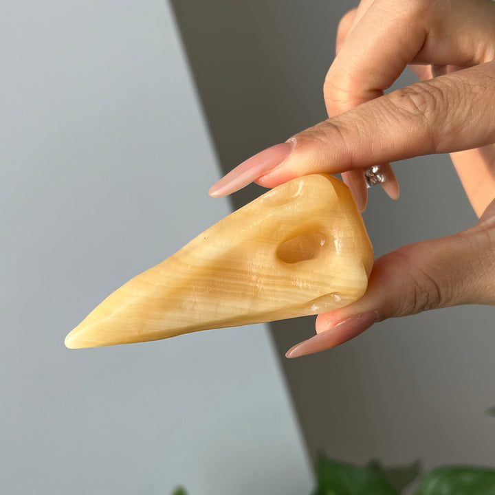 Yellow Calcite Crow Skull