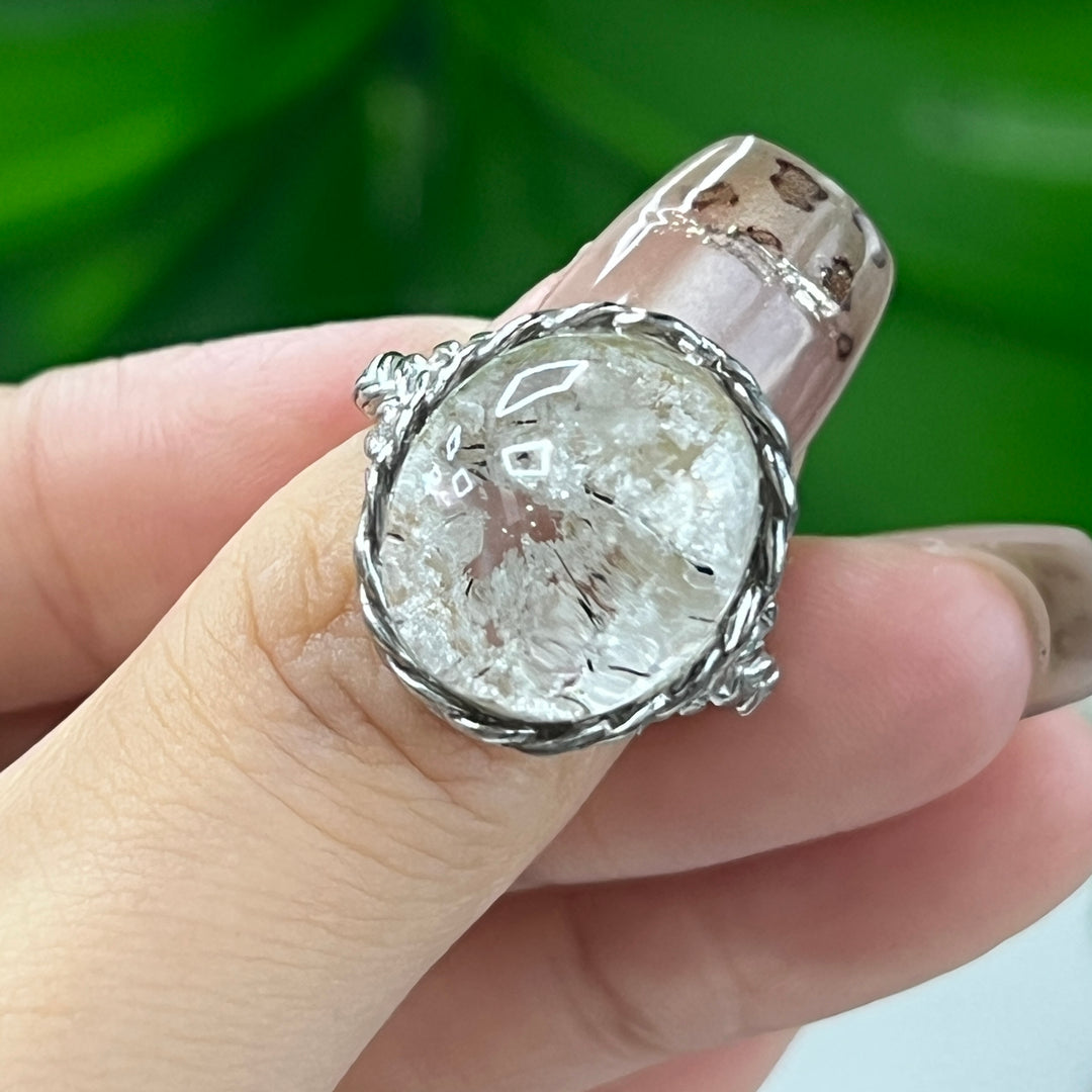 High Quality,White Garden Quartz Ring, S925