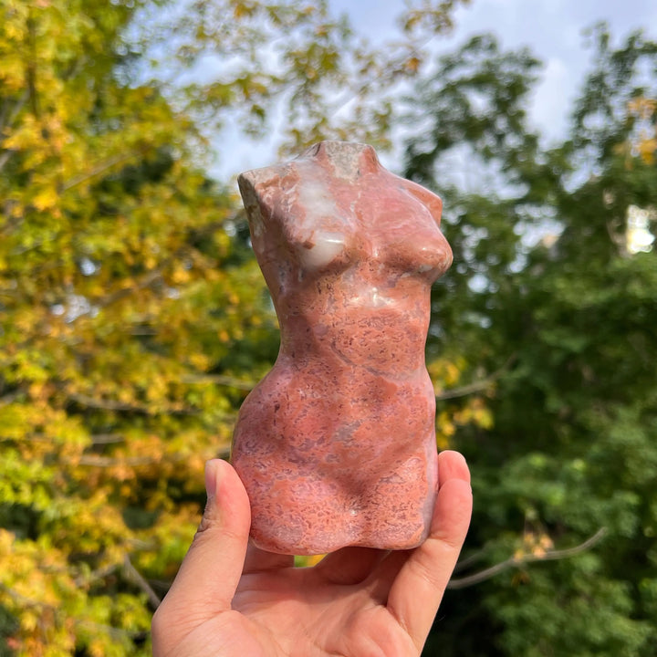 Natural Rhodonite Goddess Statue