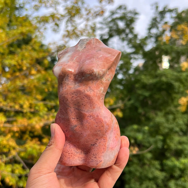 Natural Rhodonite Goddess Statue