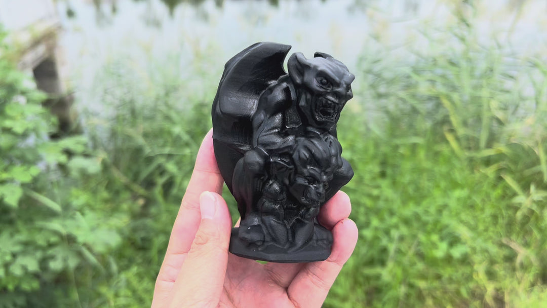 Black Obsidian Gargoyle Duo