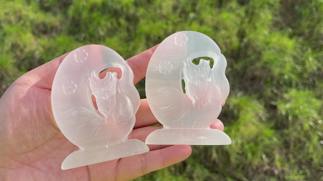 Selenite Carving Fox