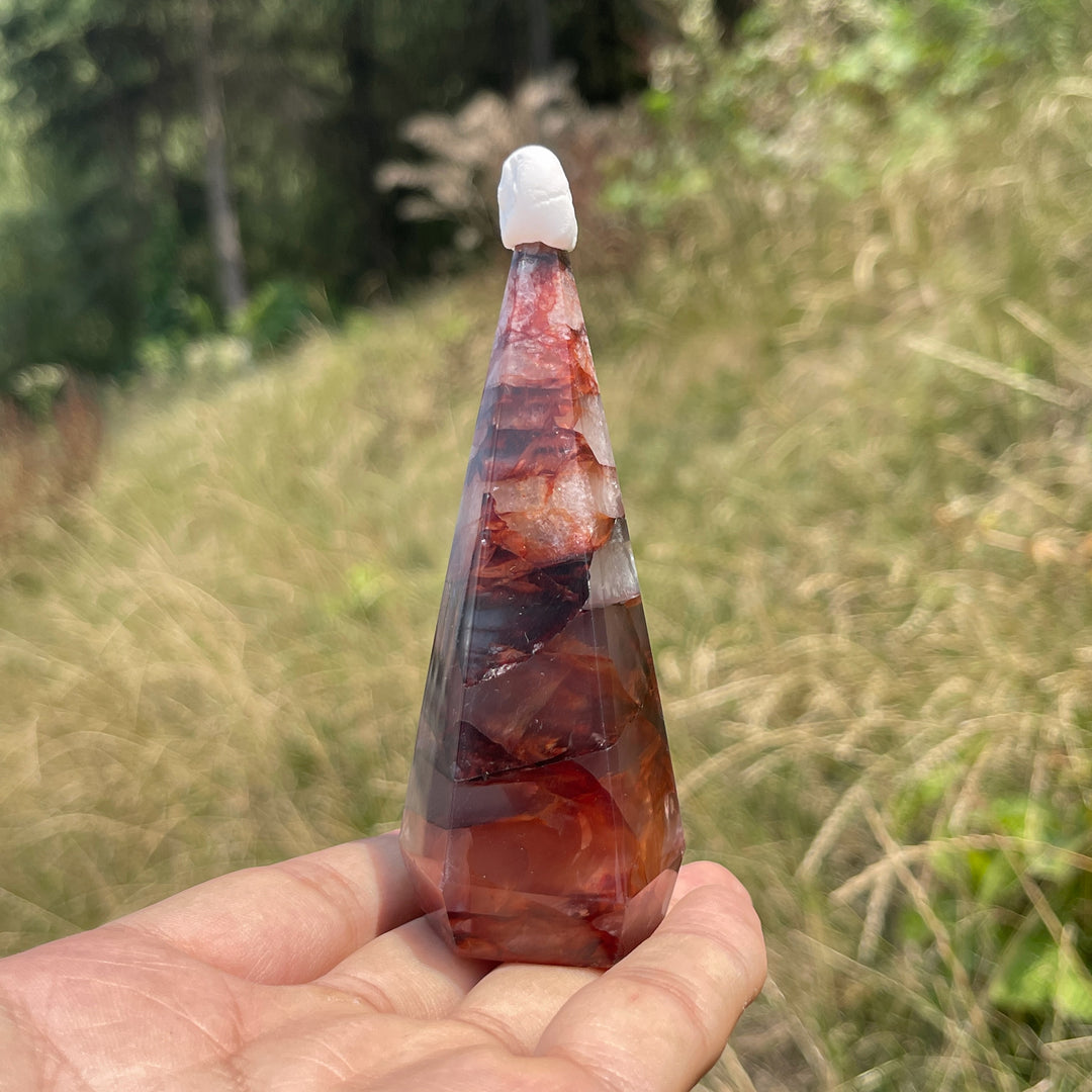 Unique,Natural Crystal Fire Quartz Diamond Tower