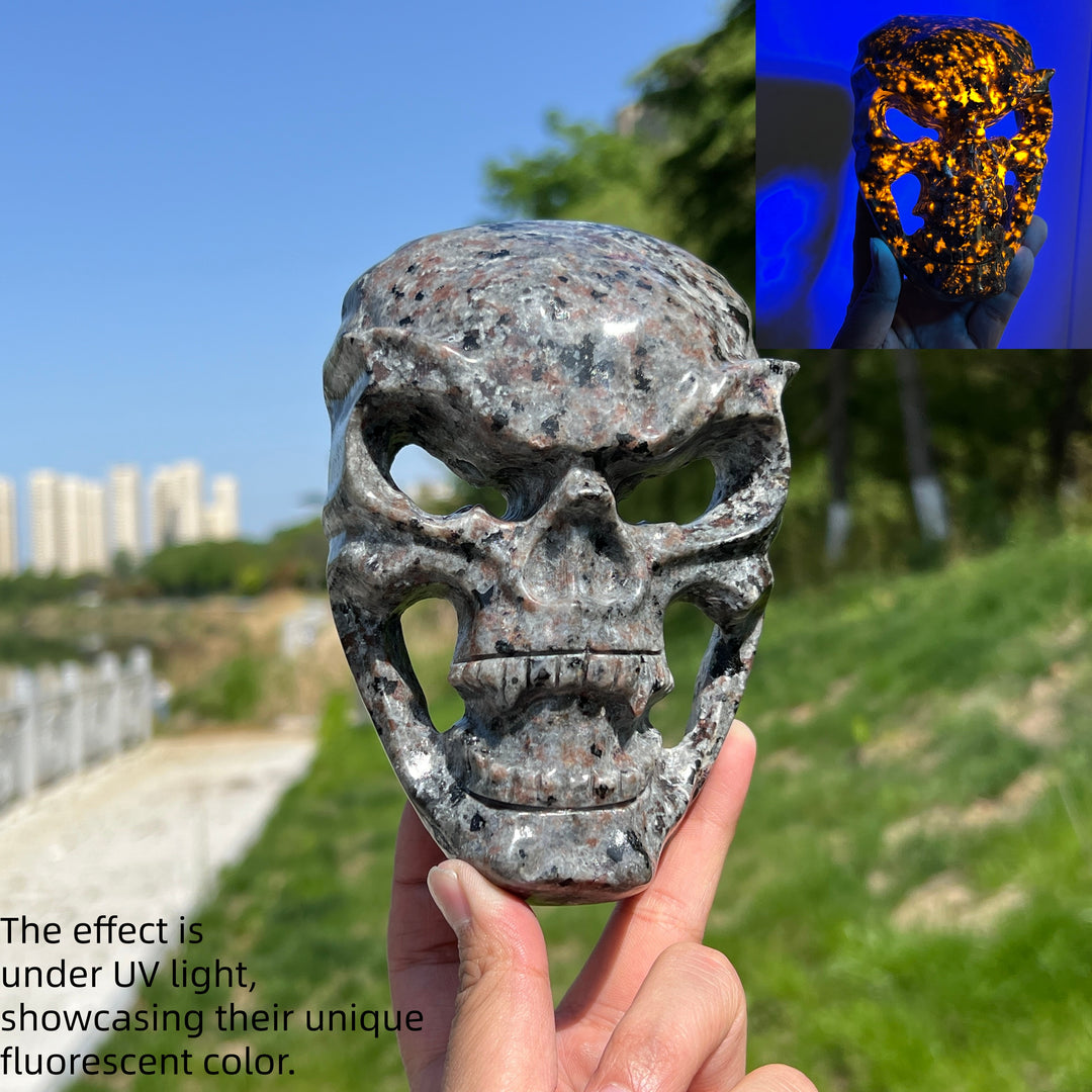 Tallado de Máscara de Calavera de Yooperlite Natural