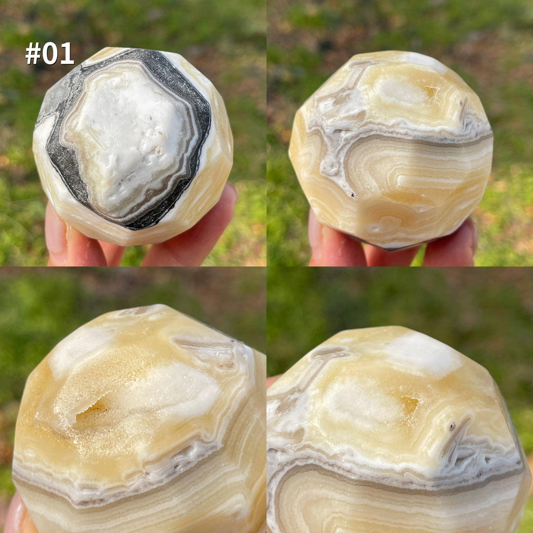 Unique,Natural Crystal Mexican Calcite Faceted Sphere