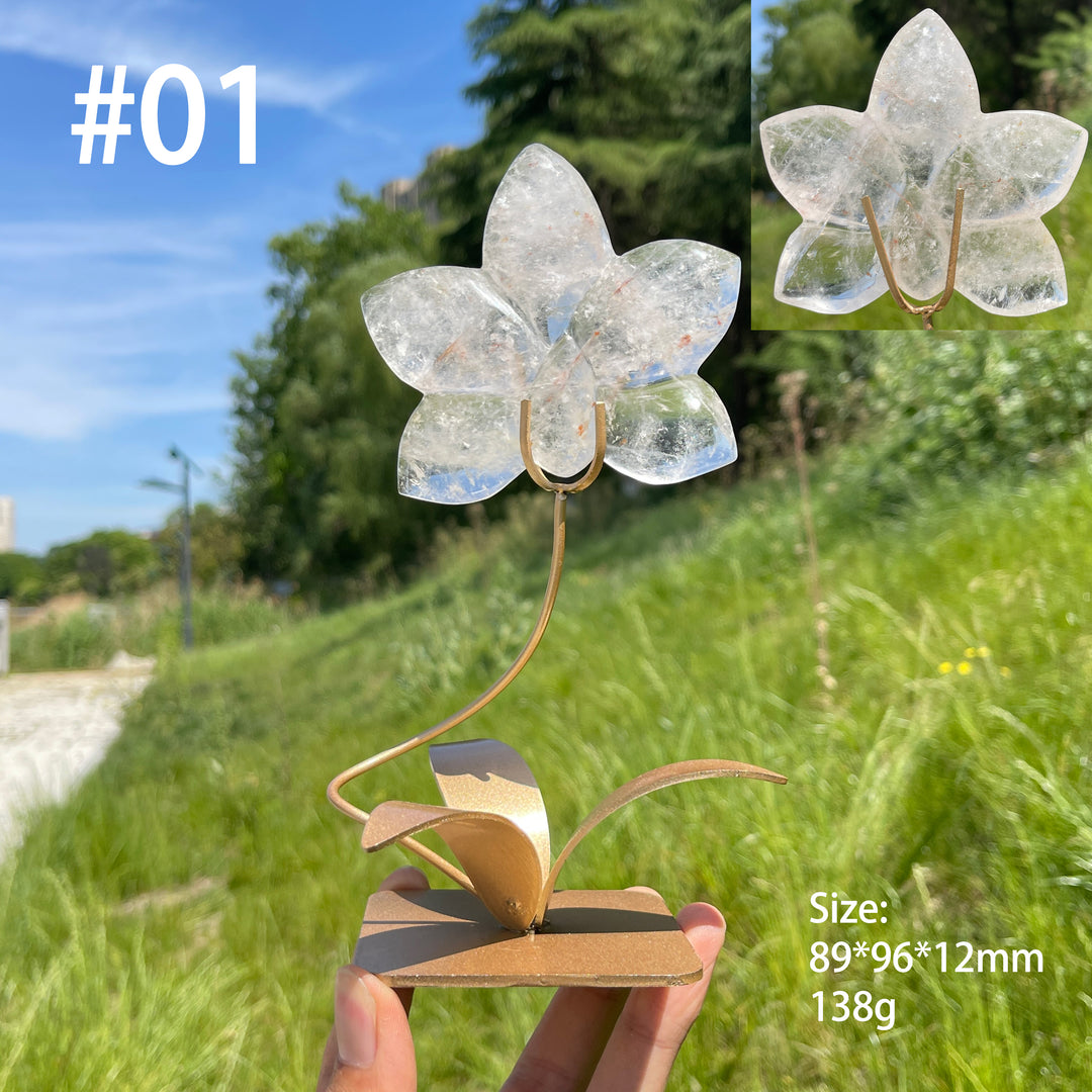 Unique,Natural Crystal Orchid Carving