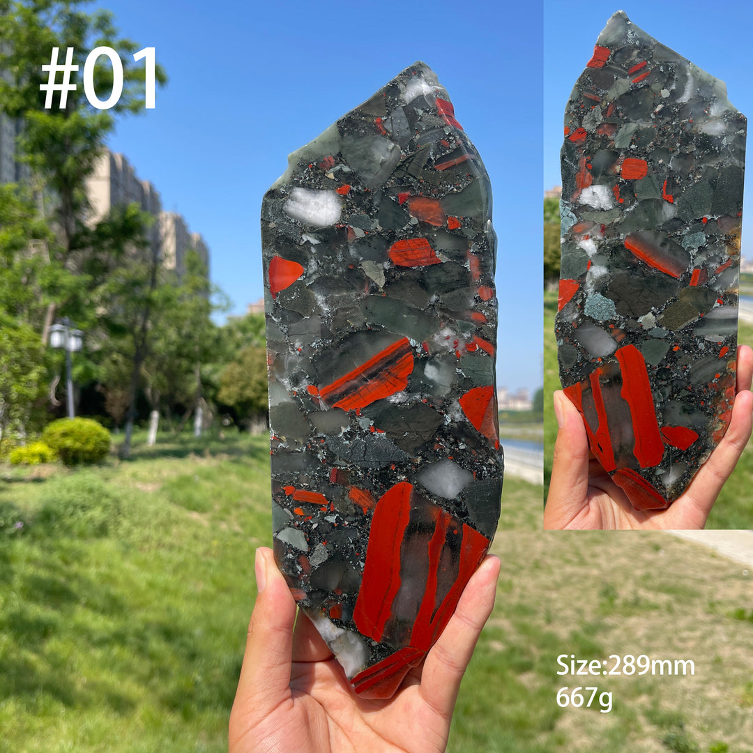 Unique,Natural Large African Bloodstone Crystal Slice