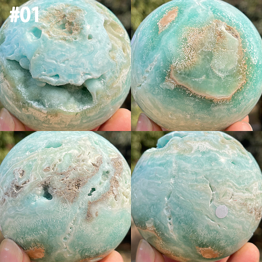 Unique,Imperfect Natural Crystal Hemimorphite Sphere