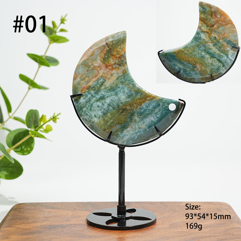 Unique,A Slightly Imperfect Natural Ocean Jasper Moon Carving