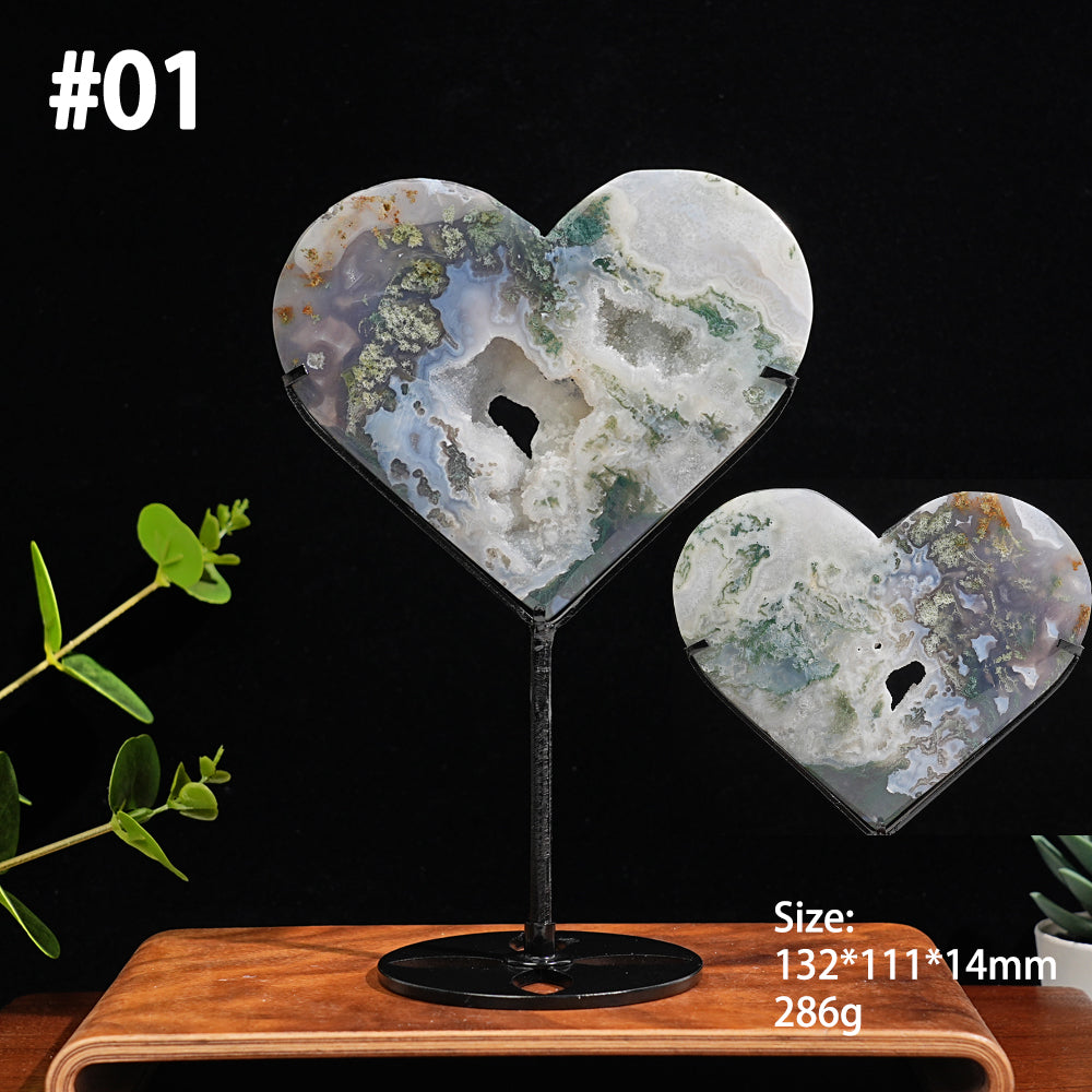 Imperfect,Unique Natural Crystal Moss Agate Heart
