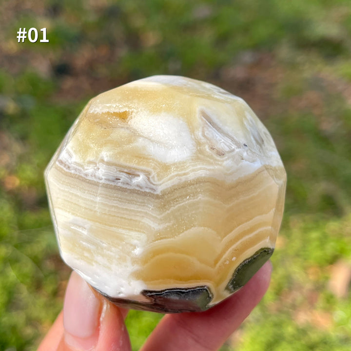 Unique,Natural Crystal Mexican Calcite Faceted Sphere