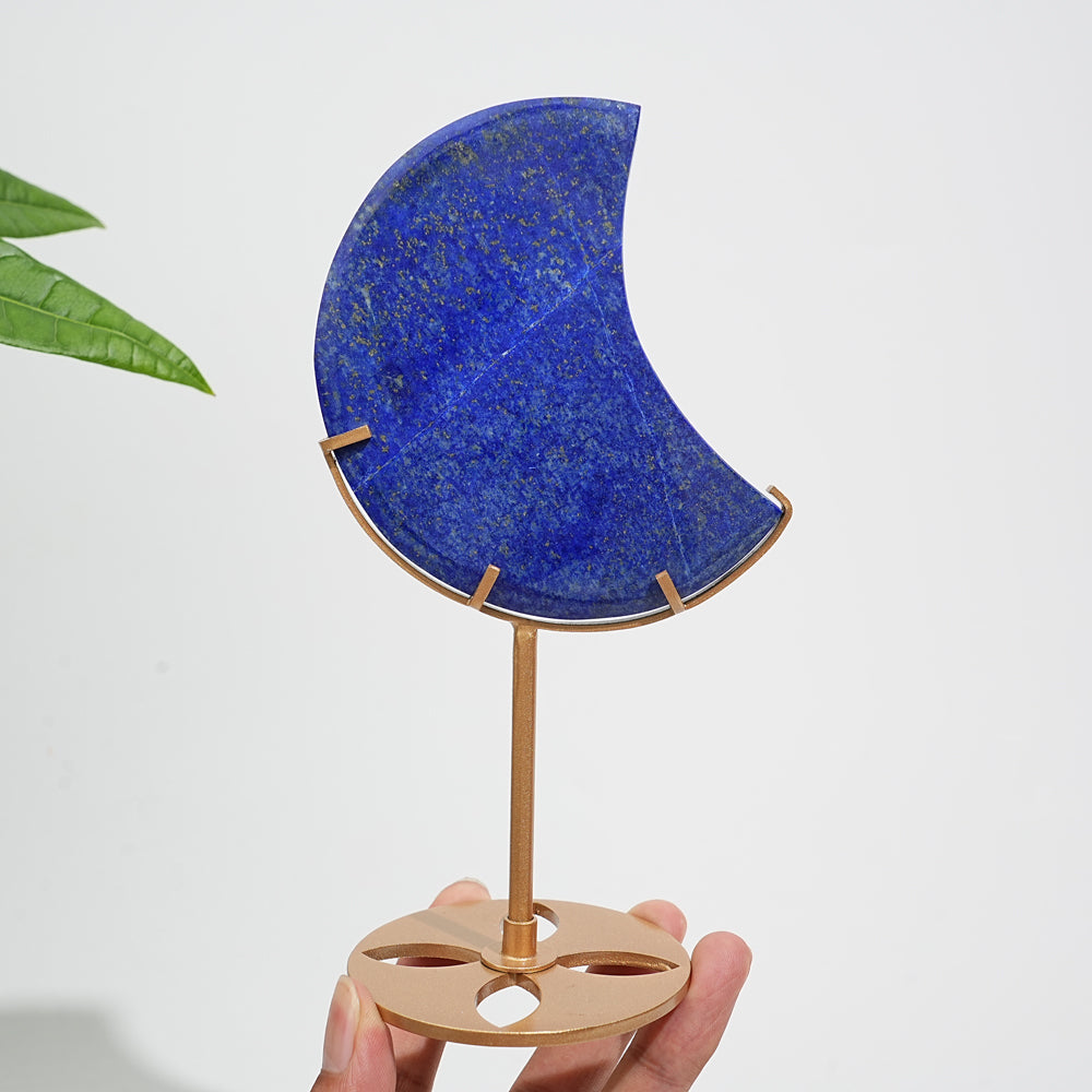 Unique,Natural Crystal Lapis Lazuli Moon With Stand