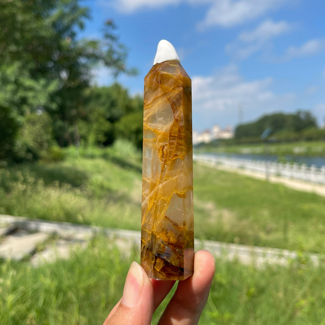 Unique,Natural Crystal Stunning Golden Healer Point