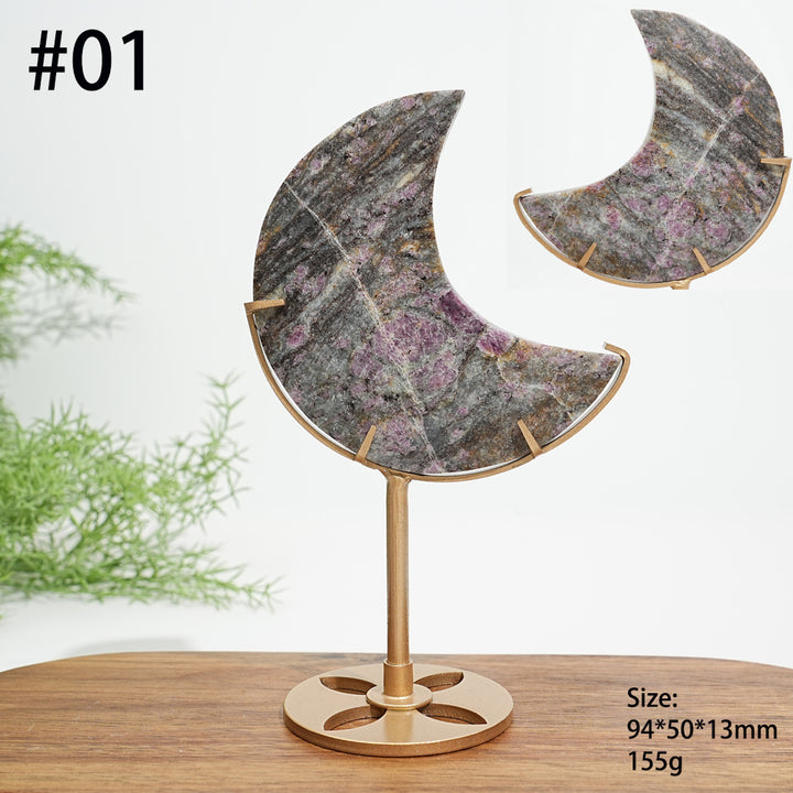 Unique,Natural Crystal Garnet Moon Carving