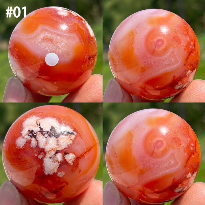 Unique,A Slightly Imperfect Natural Crystal Pink Flower Agate Sphere