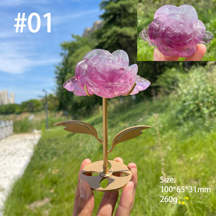 Unique,Natural Fluorite Rose Carving