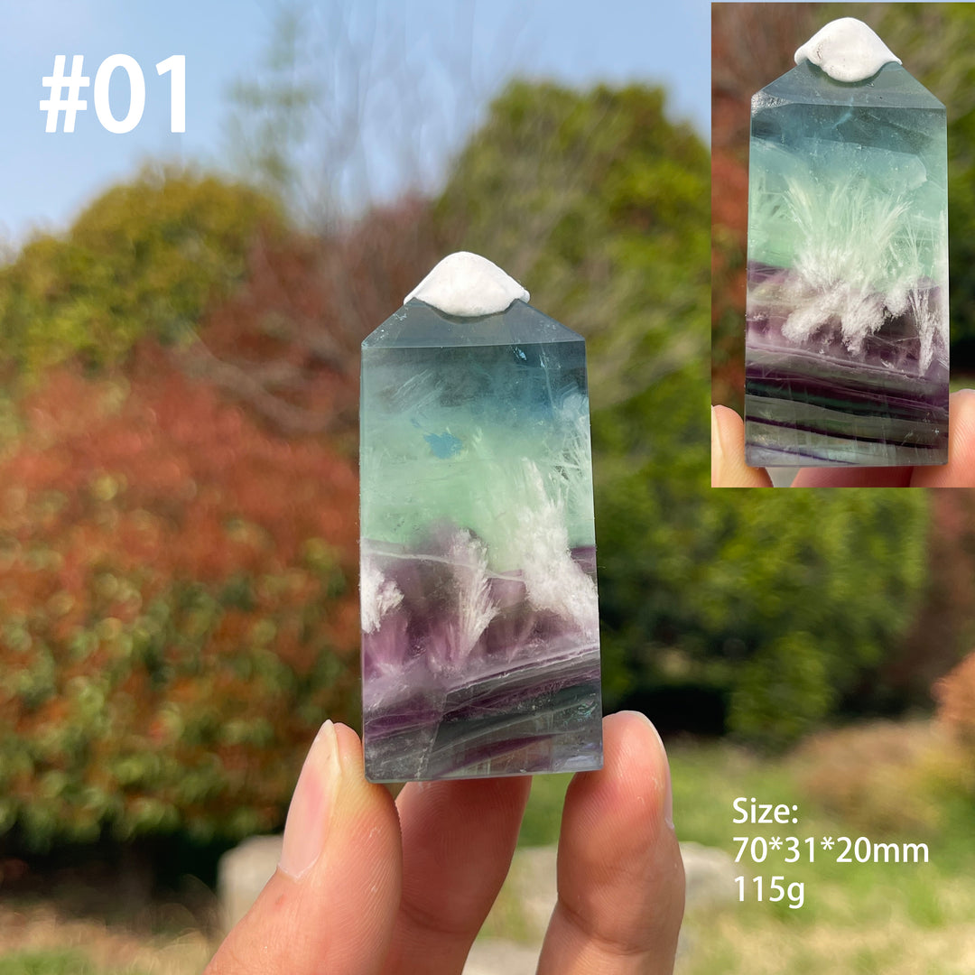 Unique,Natural Feather Fluorite Crystal Point