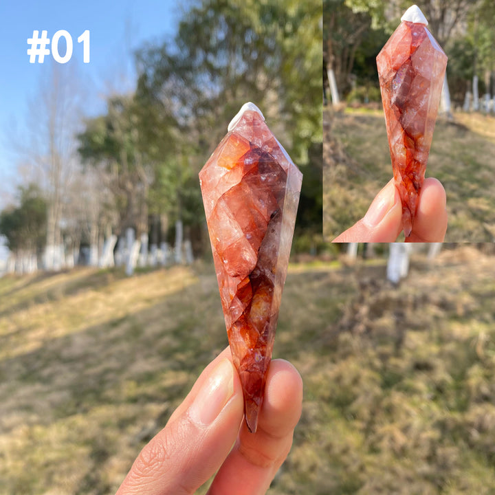 Unique,Natural Crystal Fire Quartz Wand