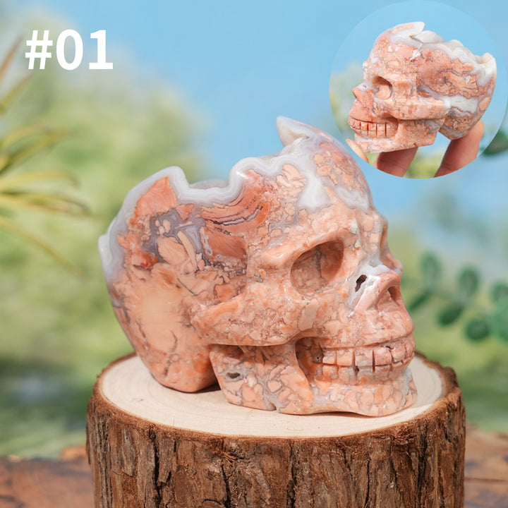 Unique,Natural Pink Agate Skull