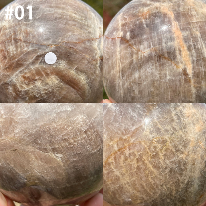 Unique,A Slightly Imperfect Crystal Sunstone-Moonstone Sphere