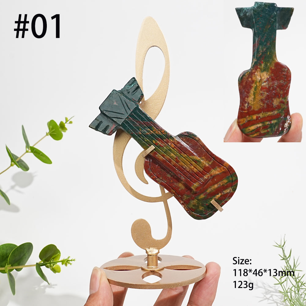 Unique,Natural Crystal Guitar Carving With Stand