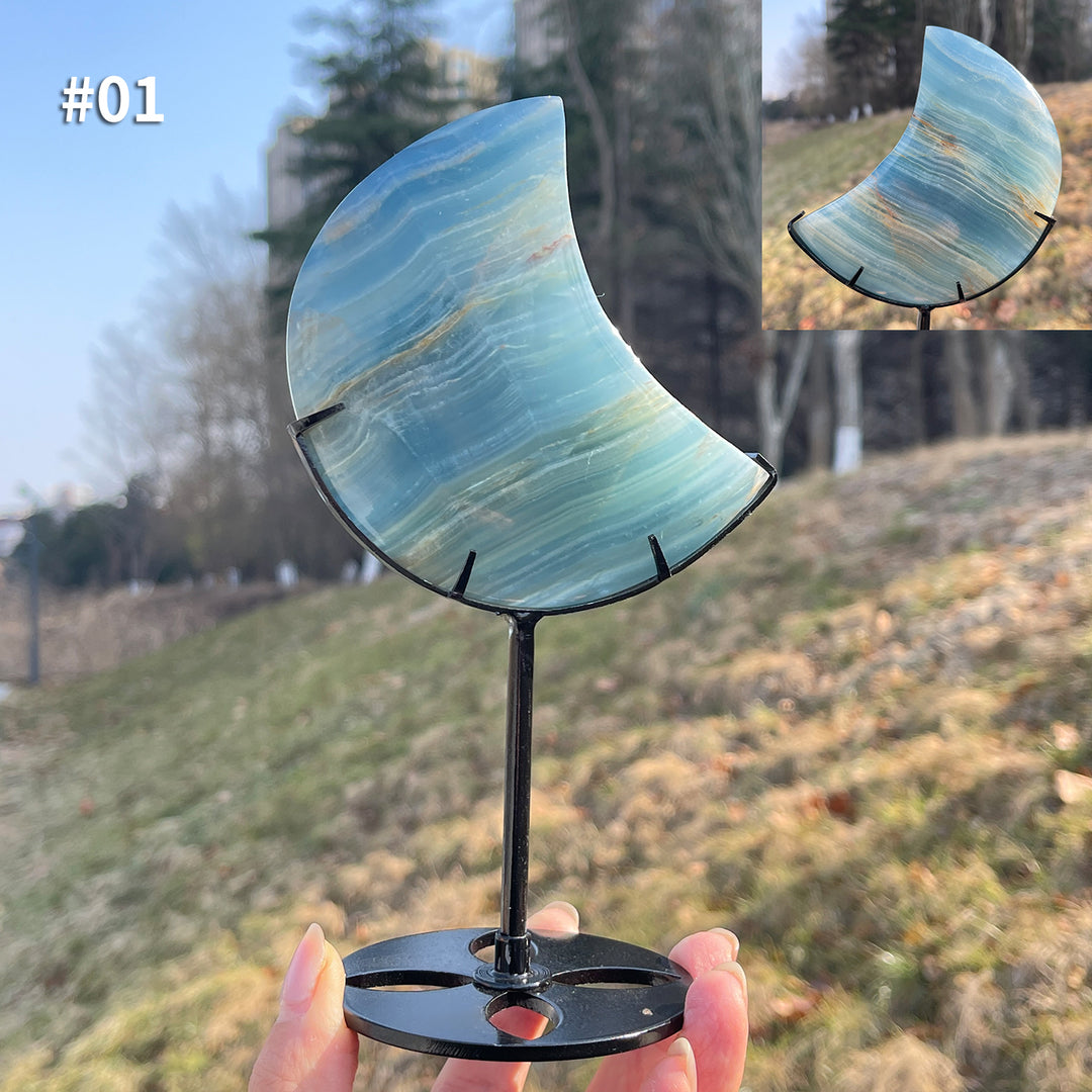 Unique,Natural Lemurian Aquatine Calcite Moon