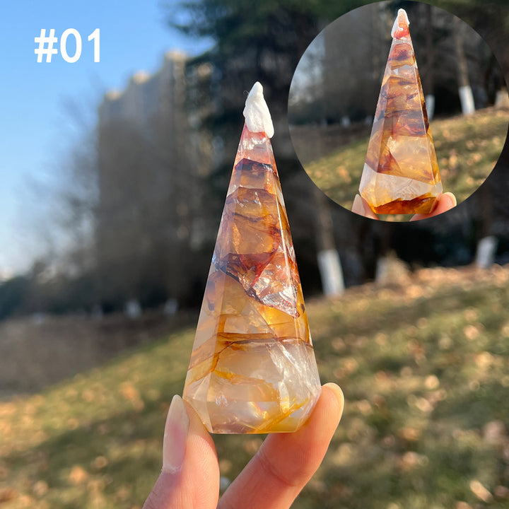 Unique,Natural Crystal Fire Quartz Diamond Tower