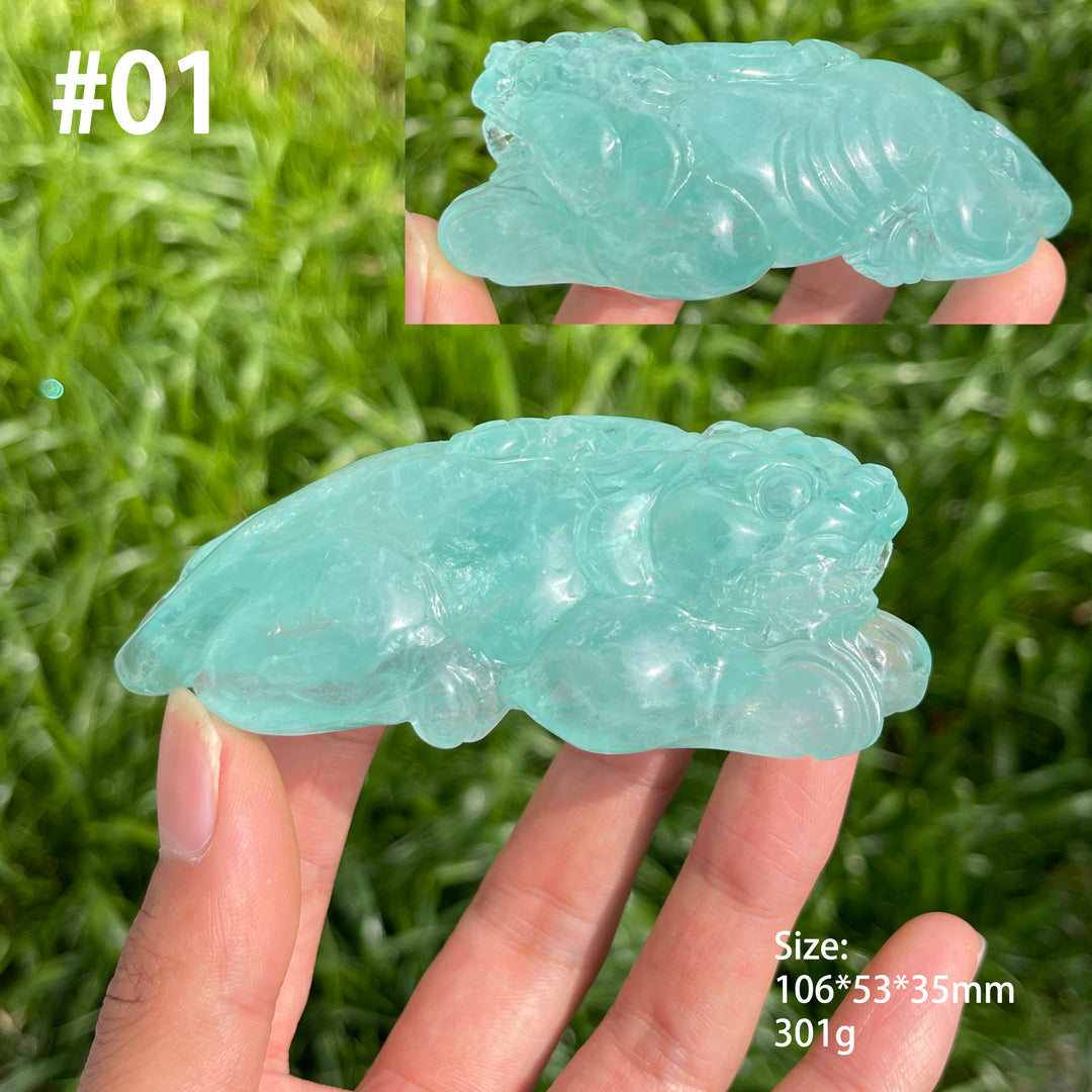 Unique,Natural Crystal Green Fluorite Pixiu