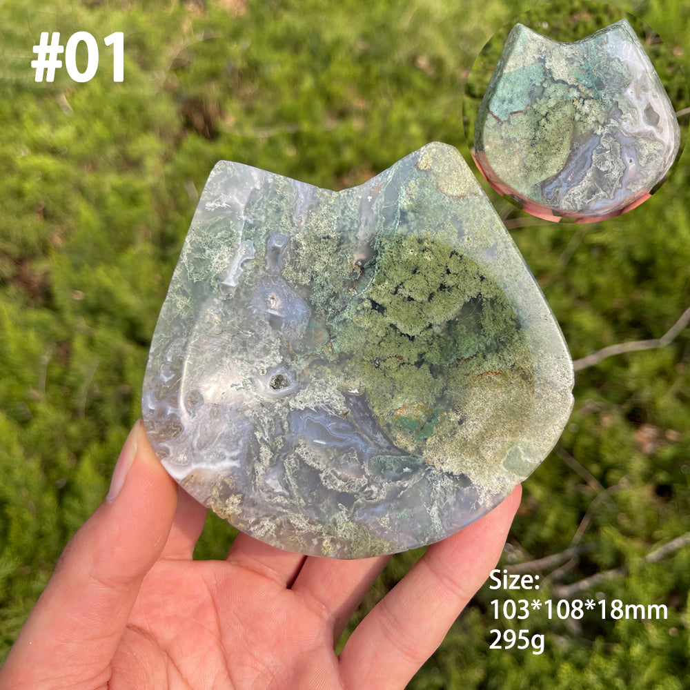 Unique,Natural Crystal Moss Agate Bowl