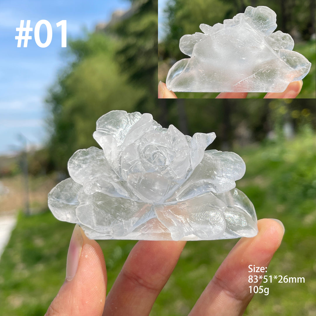 Unique,Natural Crystal Peony Flower Carving