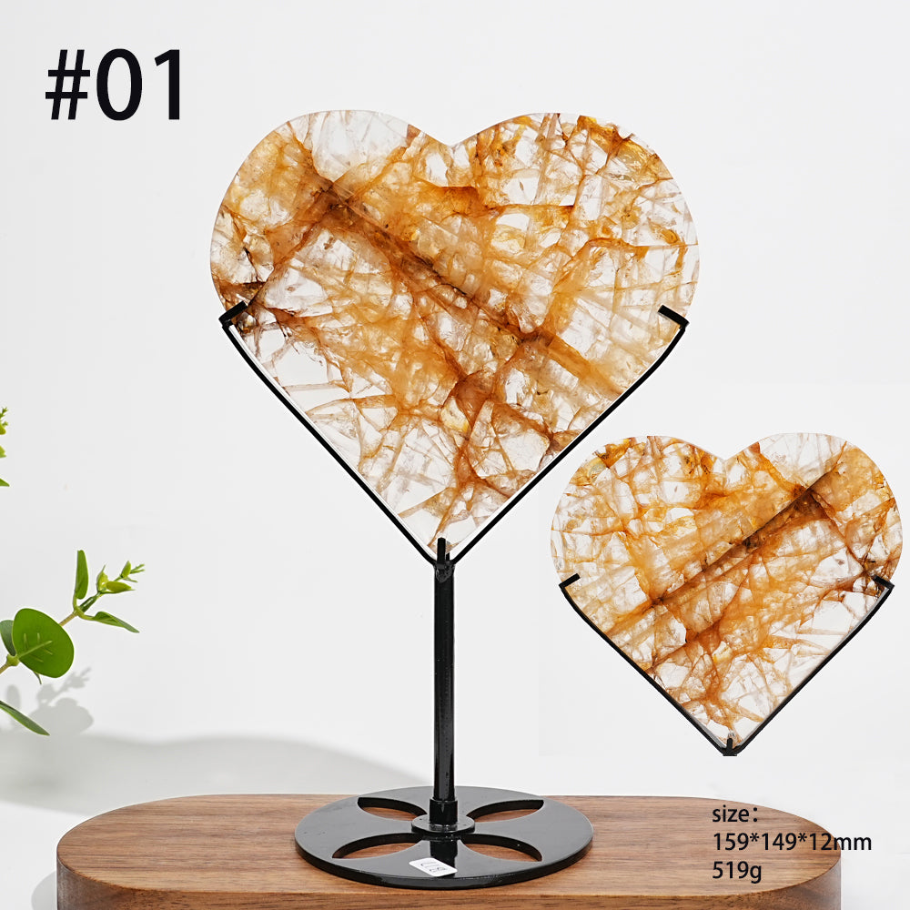 Unique,Natural Crystal Warm Golden Healer Heart