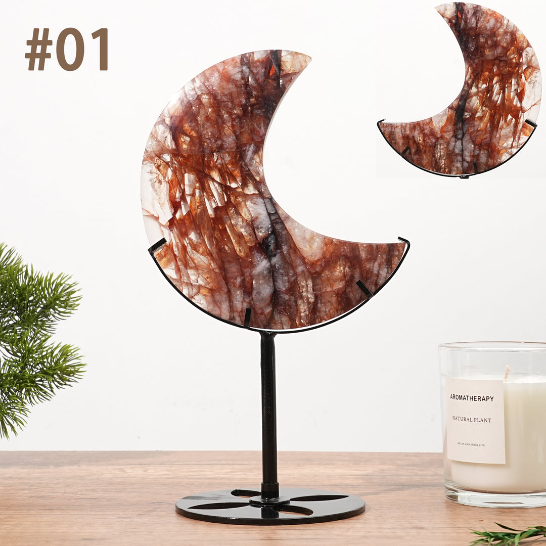 Unique, Natural Fire Quartz Moon