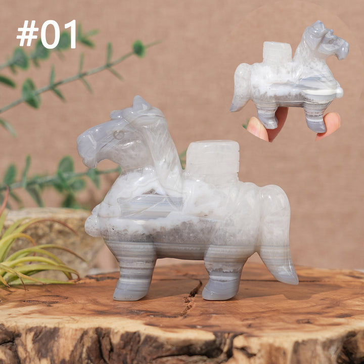 Unique,Natural Carving Agate Horse