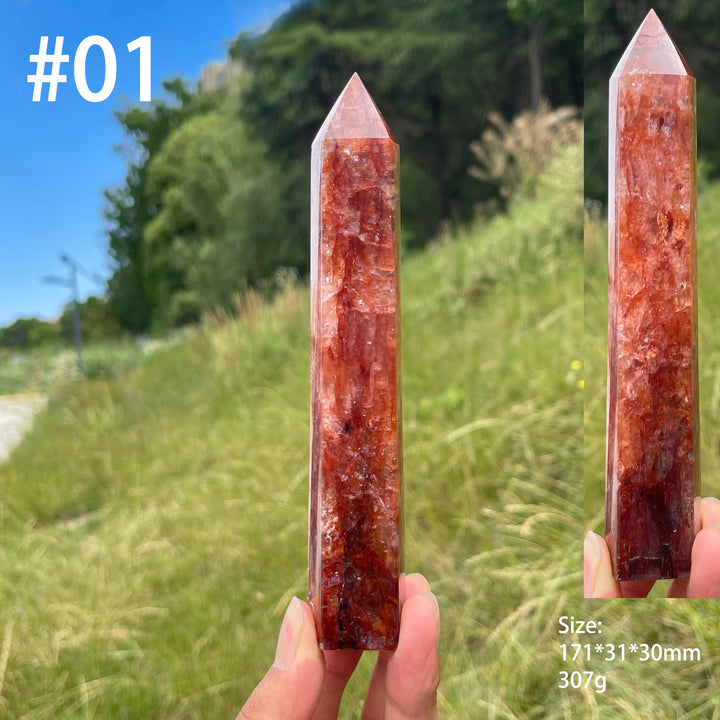 Unique,Natural Warm Fire Quartz Crystal Point
