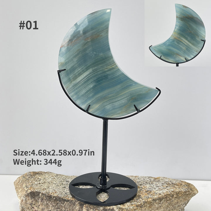 Unique, Natural Lemurian Aquatine Calcite Moon