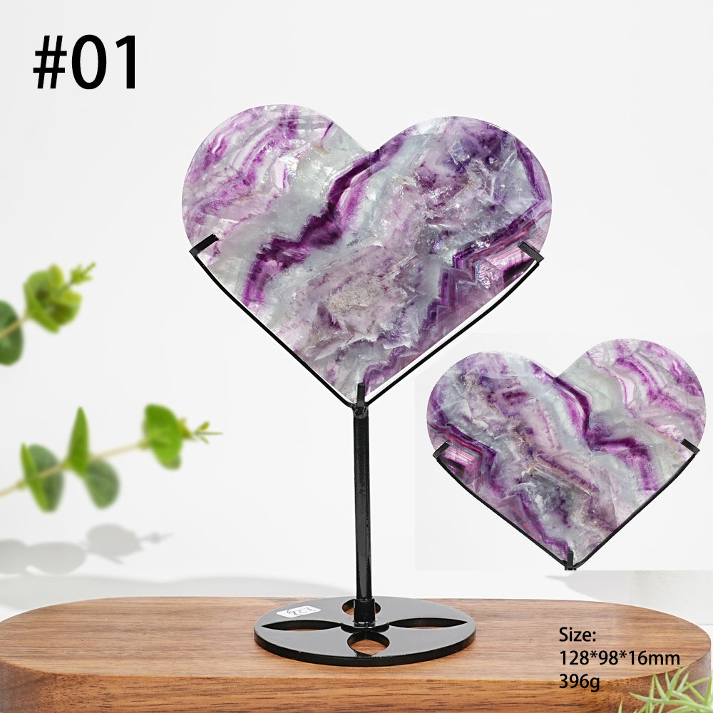 Unique,Natural Fluorite Heart With Stand