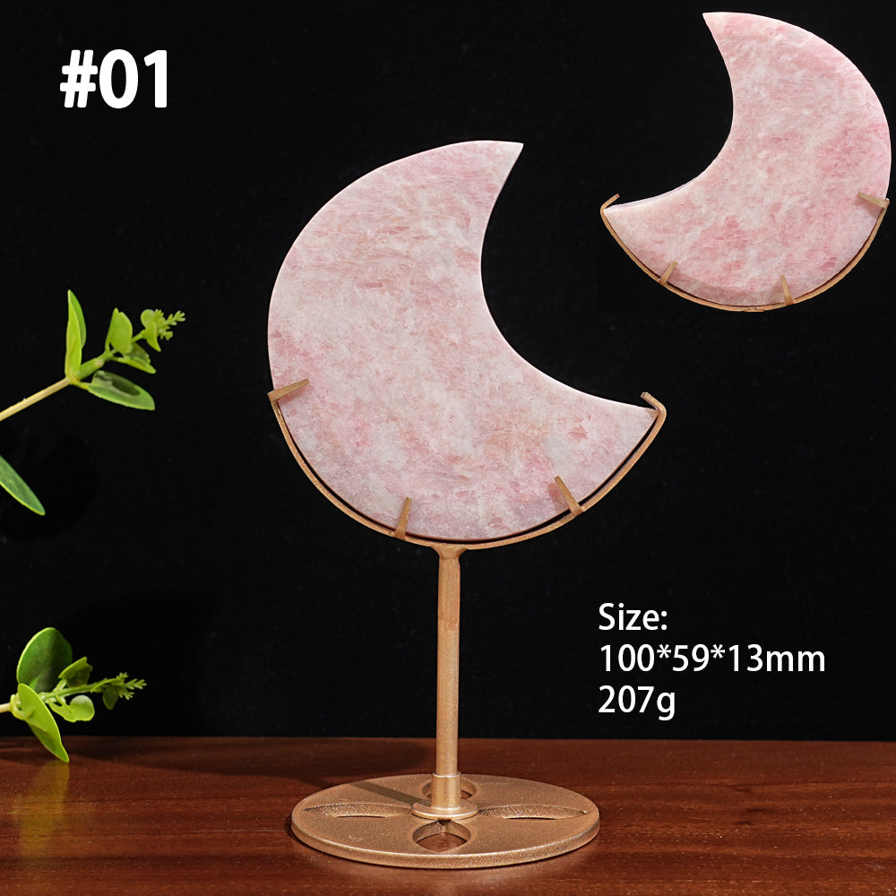 Unique,Natural Crystal Pink Opal Moon