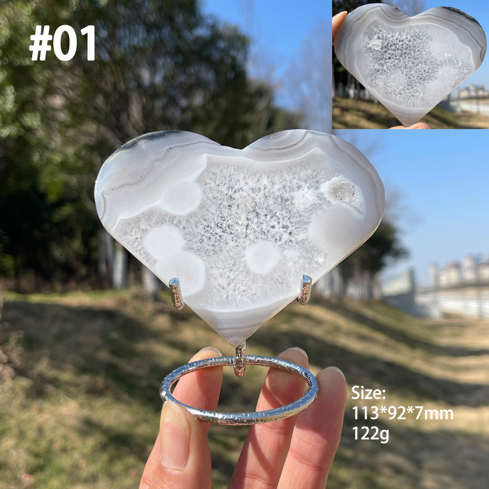 Unique,Natural Crystal Agate Geode Heart