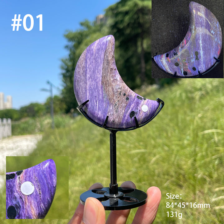 Unique,A Slightly Imperfect Natural Charoite Moon Carving