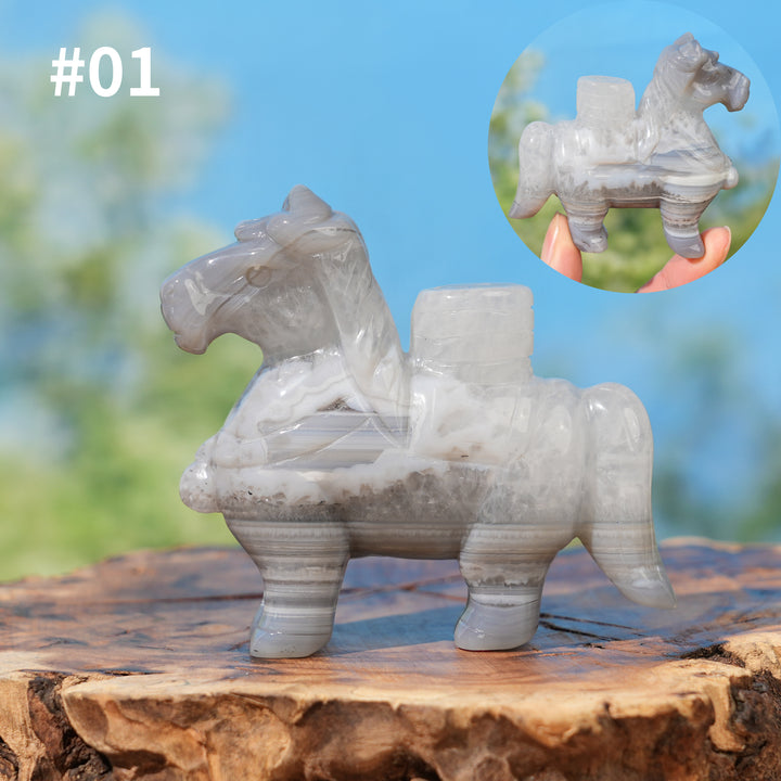 Unique,Natural Carving Agate Horse