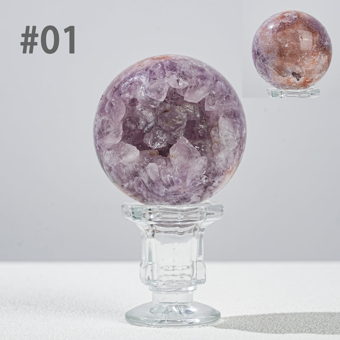 Natural Amethyst  Flower Agate Sphere