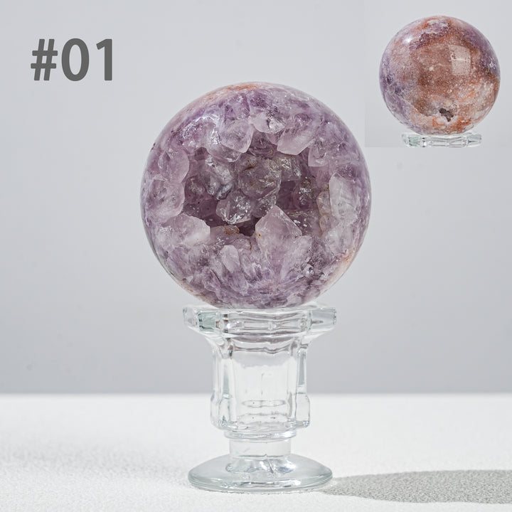 Natural Amethyst  Flower Agate Sphere