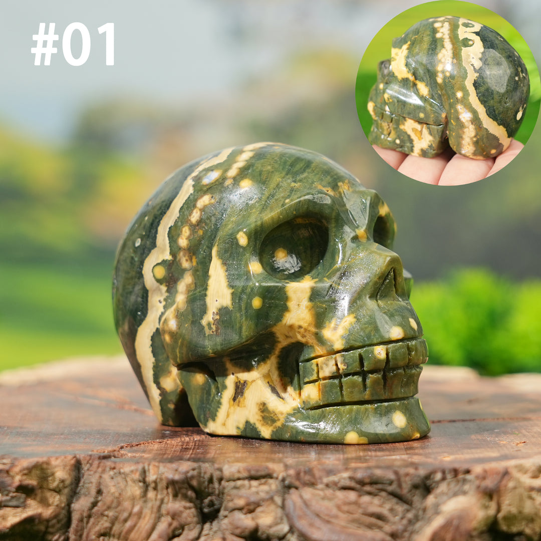 Unique,Natural Ocean Jasper Skull