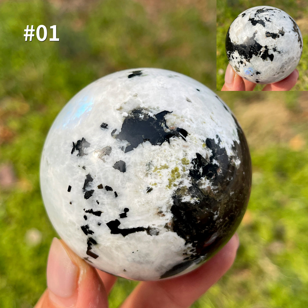 Unique,Natural Crystal Rainbow Moonstone Sphere