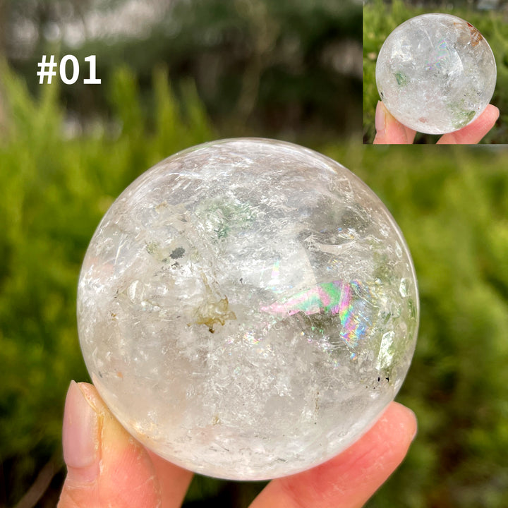 Unique,Natural Clear Quartz with Fuchsite Sphere