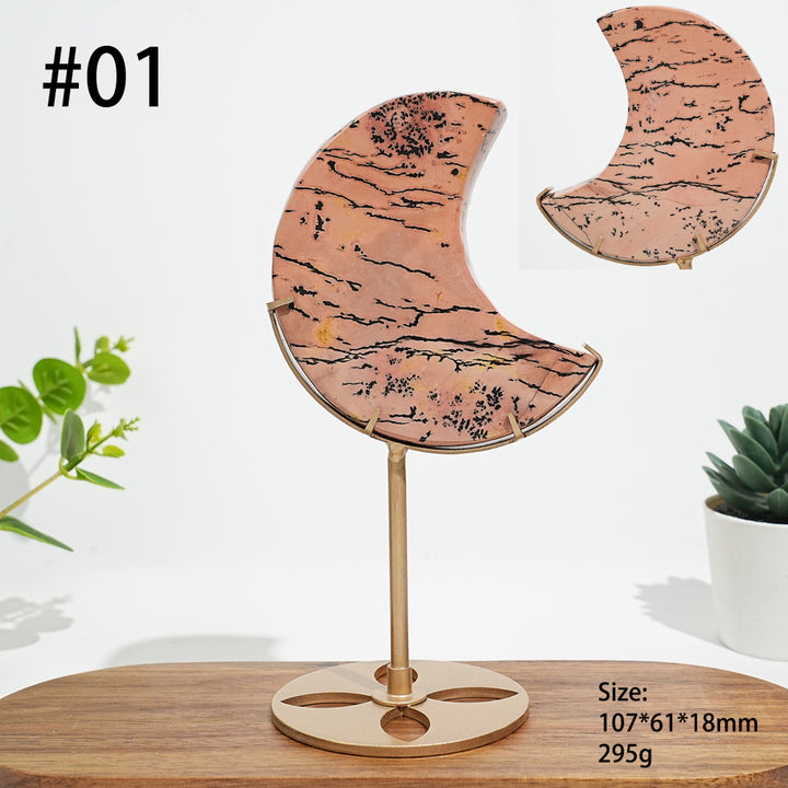 Unique,Natural Beautiful Picture Jasper Moon On Stand