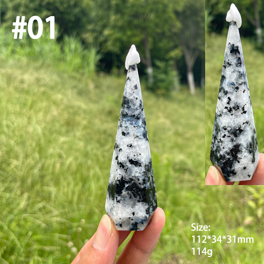 Unique,Natural Crystal Rainbow Moonstone Diamond Tower